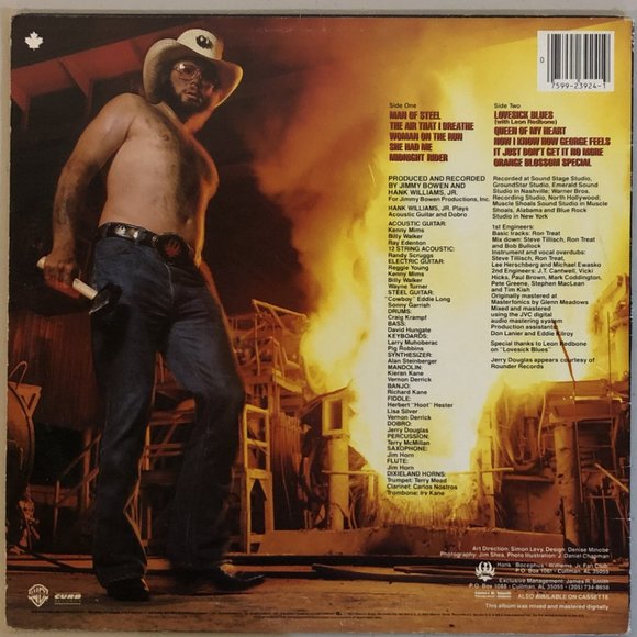 Hank Williams Jr. Man of Steel Vinyl Record 80s Country 1983 - Picture 2 of 4